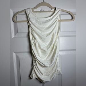 Zara Cream Ruched Sleeveless Top